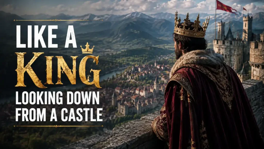 Like a king looking down from a castle
