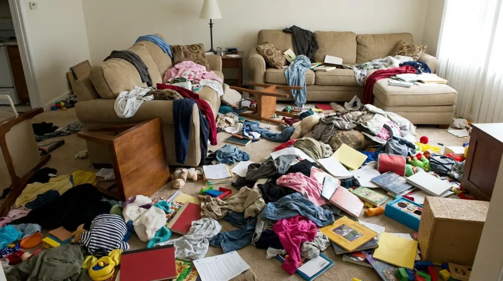 Messy like a tornado hit it