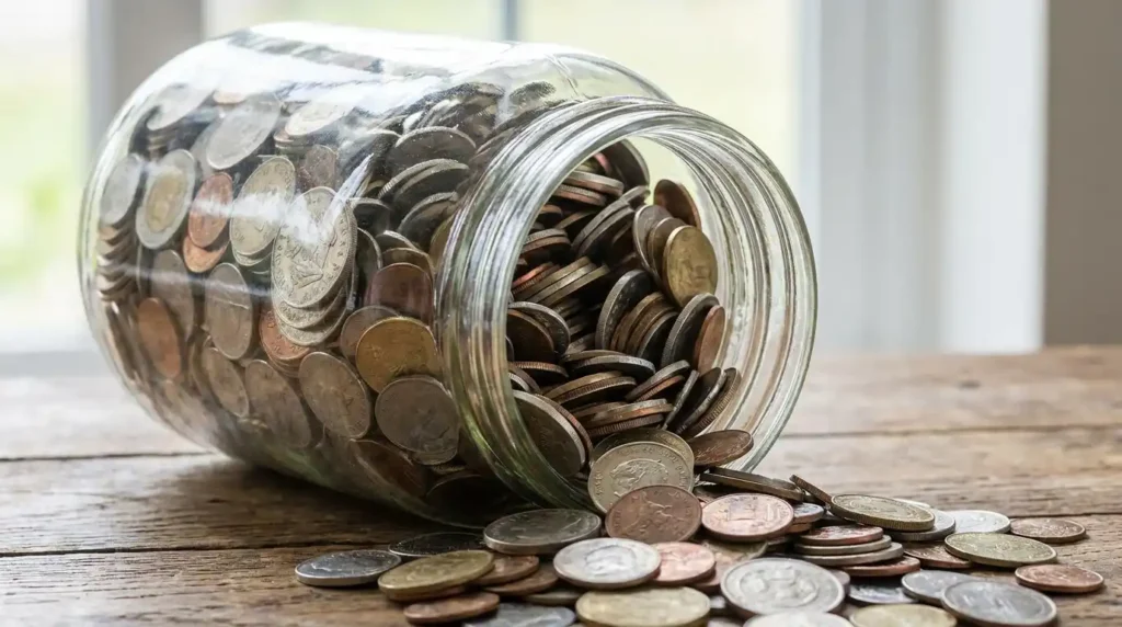 As full as a jar packed with coins