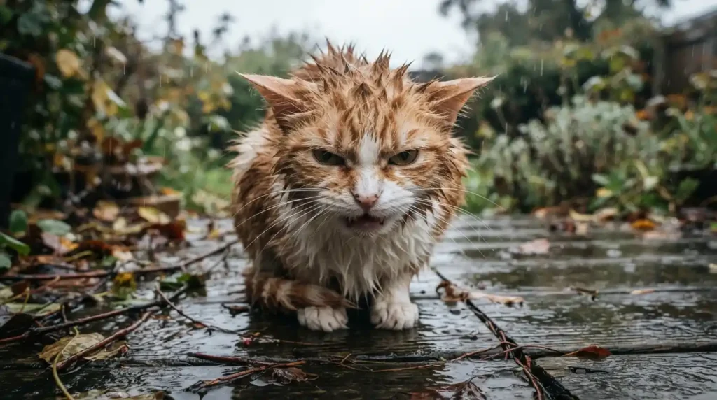 As grumpy as a wet cat