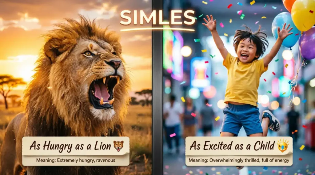 As hungry as a lion and as excited as a child