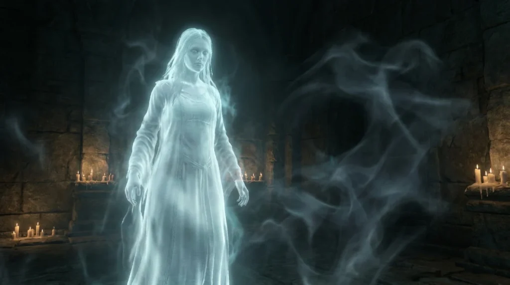 As pale as a ghostly flame