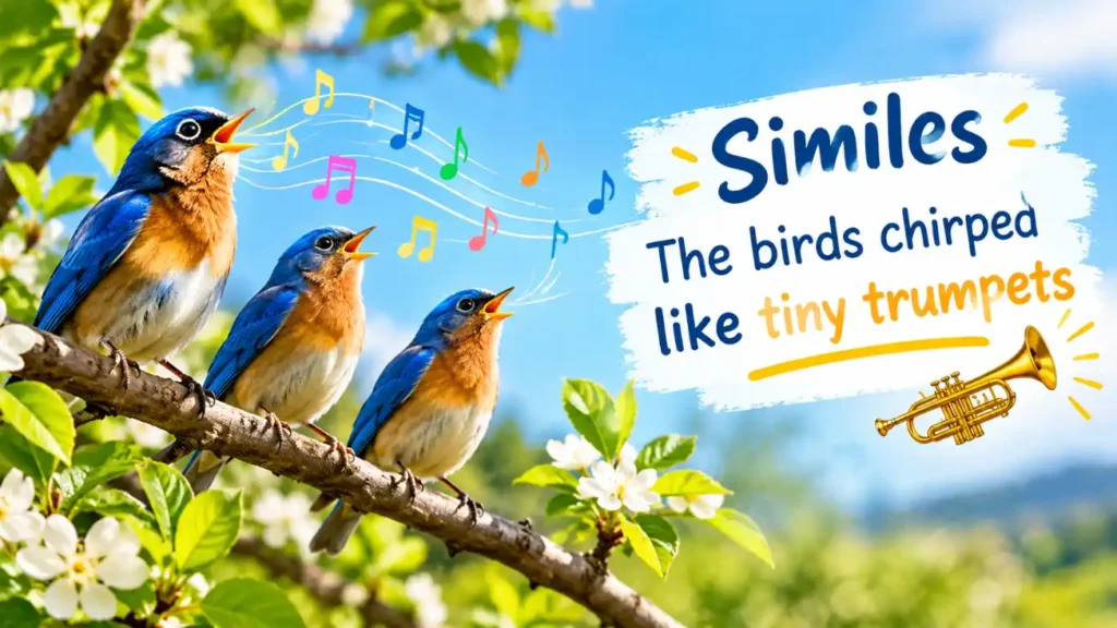 The birds chirped like tiny trumpets