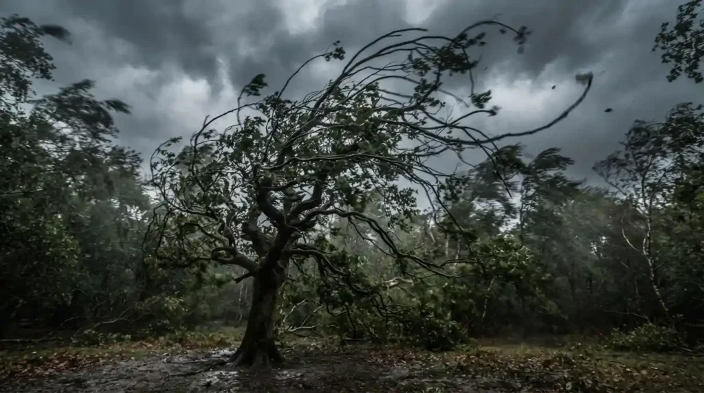 The branches whipped like ropes