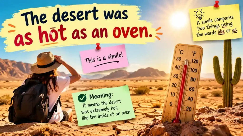 The desert was as hot as an oven