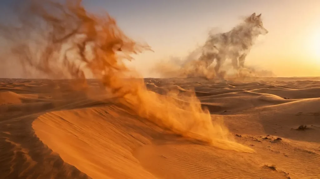 The desert wind howled like a wolf