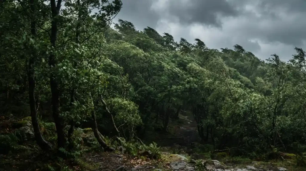 The forest moved like a giant green curtain