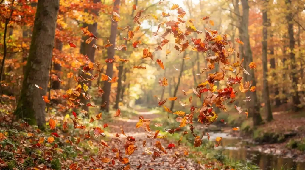 The leaves danced like colorful butterflies