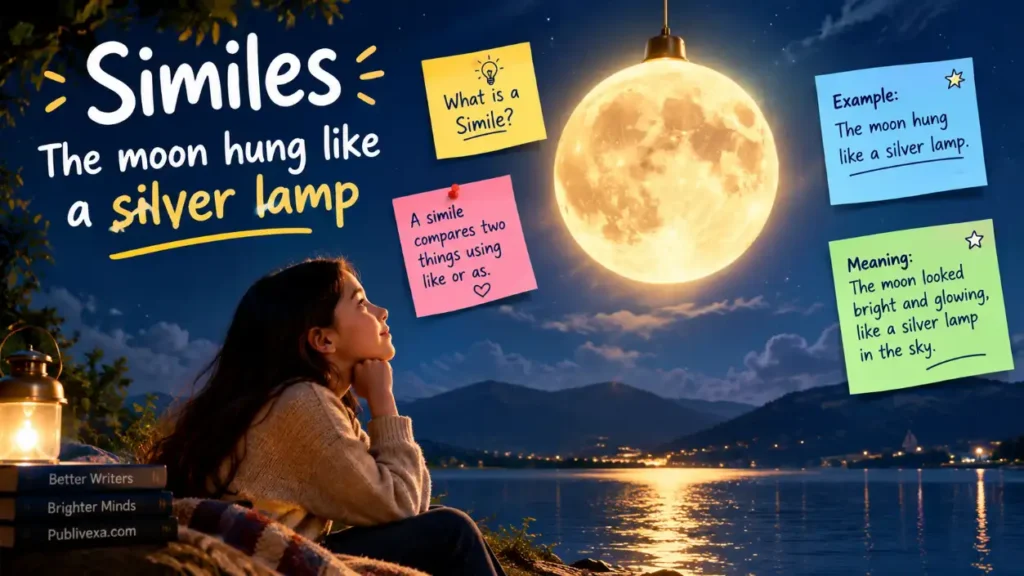 The moon hung like a silver lamp